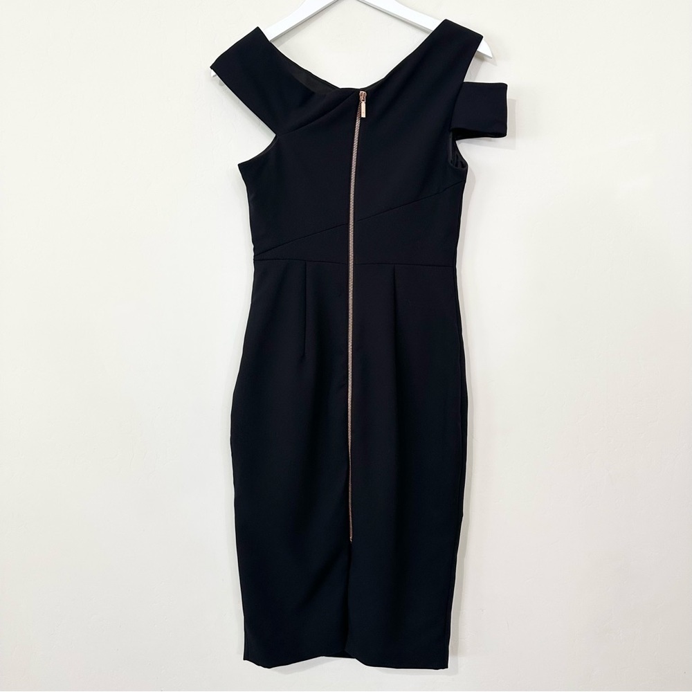 Ted Baker Black Yandal Asymmetric Bodycon Dress - Picture 11 of 14